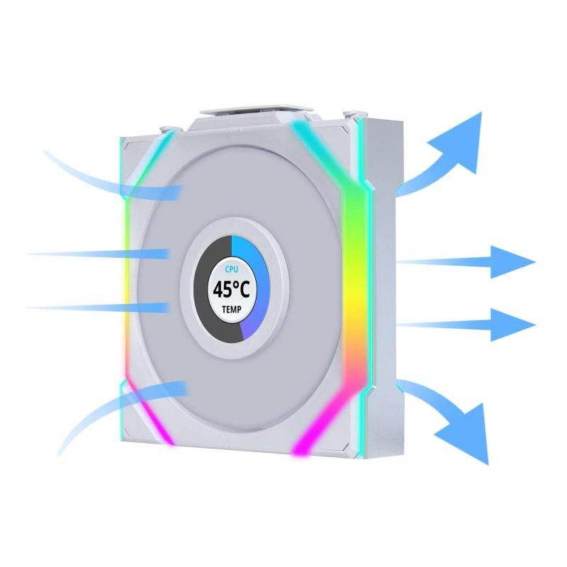 Вентилатор Lian Li UNI FAN SL Wireless LCD ARGB PWM - 120 mm Бял - Image 2
