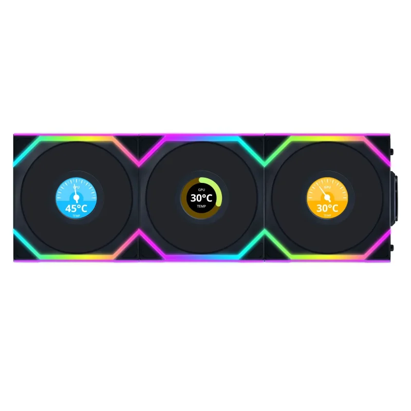 Вентилатори 3бр Lian Li UNI FAN SL Wireless LCD ARGB PWM - 120 mm Черен