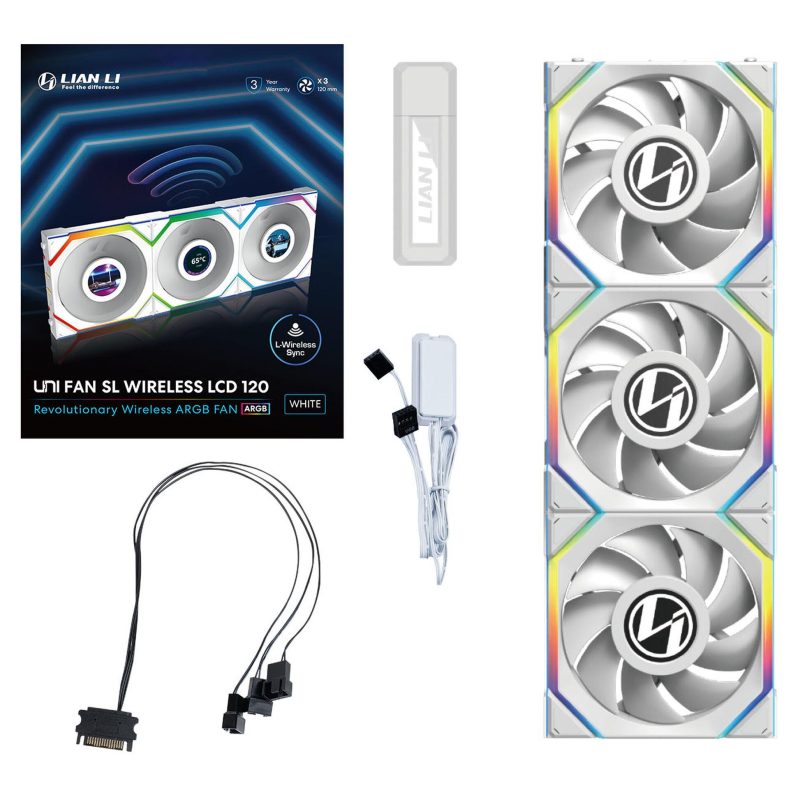 Вентилатори 3бр Lian Li UNI FAN SL Wireless LCD ARGB PWM - 120 mm Бели - Image 11