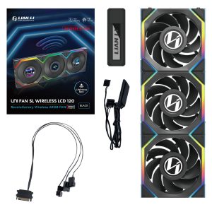 Вентилатори 3бр Lian Li UNI FAN SL Wireless LCD Reverse Blade ARGB PWM - 120 mm Черни - Image 11