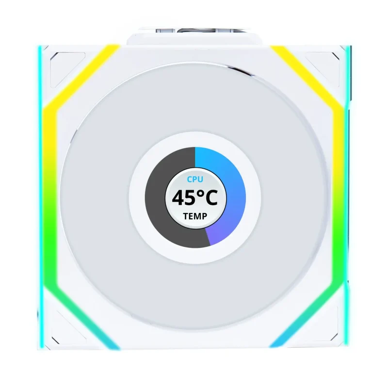 Вентилатори 3бр Lian Li UNI FAN SL Wireless LCD Reverse Blade ARGB PWM - 120 mm Бели - Image 4