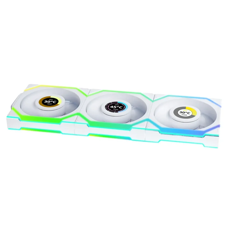 Вентилатори 3бр Lian Li UNI FAN SL Wireless LCD Reverse Blade ARGB PWM - 120 mm Бели - Image 2