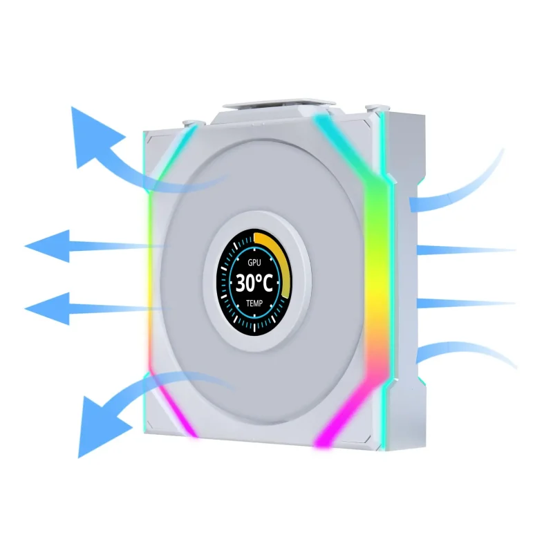 Вентилатори 3бр Lian Li UNI FAN SL Wireless LCD Reverse Blade ARGB PWM - 120 mm Бели - Image 3