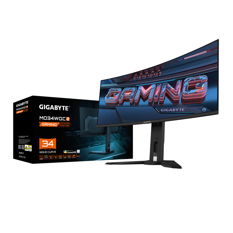 Гейминг монитор GIGABYTE MO34WQC2,QD-OLED, WQHD(3440x1440), 240Hz, 0.03ms, Vesa ClearMR 13000, HDR 400, KVM - Image 6