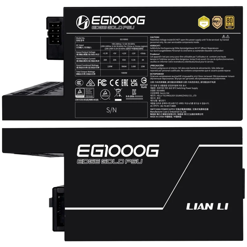 Захранващ блок Lian Li EDGE 1000W 80+ Gold PCIe 5.1, ATX 3.1 - Черно - Image 7