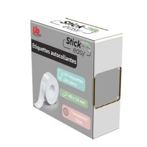 Ролка етикети залепващи за STICK EASY UP21, 14х40мм, 180 бр, Прозрачни - Image 2