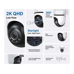 Външна охранителна WiFi камера TP-Link Tapo C520WS - 2K Pan/Tilt - Image 2
