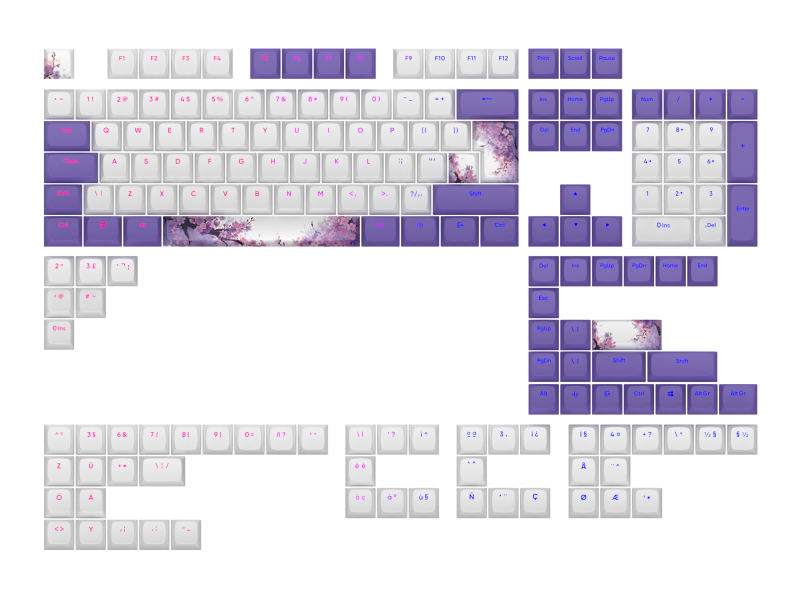 Капачки за механична клавиатура Dark Project - Violet Horizons PBT - ANSI & ISO - Image 2