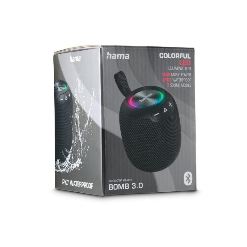 HAMA Блутут колонка "Bomb 3.0" Bluetooth®, Waterproof IPX7, LED, 16 W, черна - Image 6