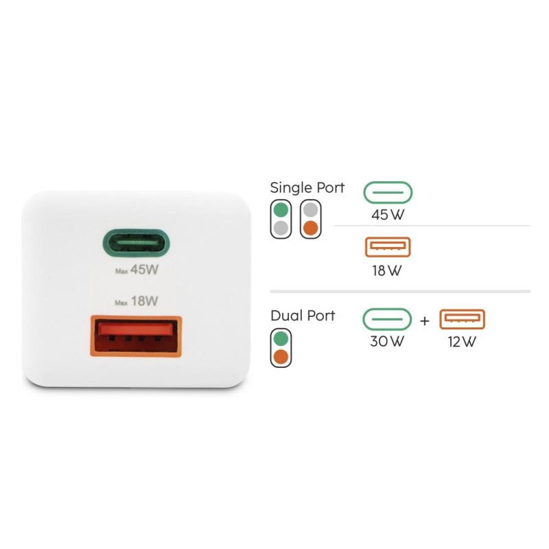 HAMA Бързо мини зарядно, 45 W, 1x USB-C - 1x USB-A, PD, бяло - Image 19