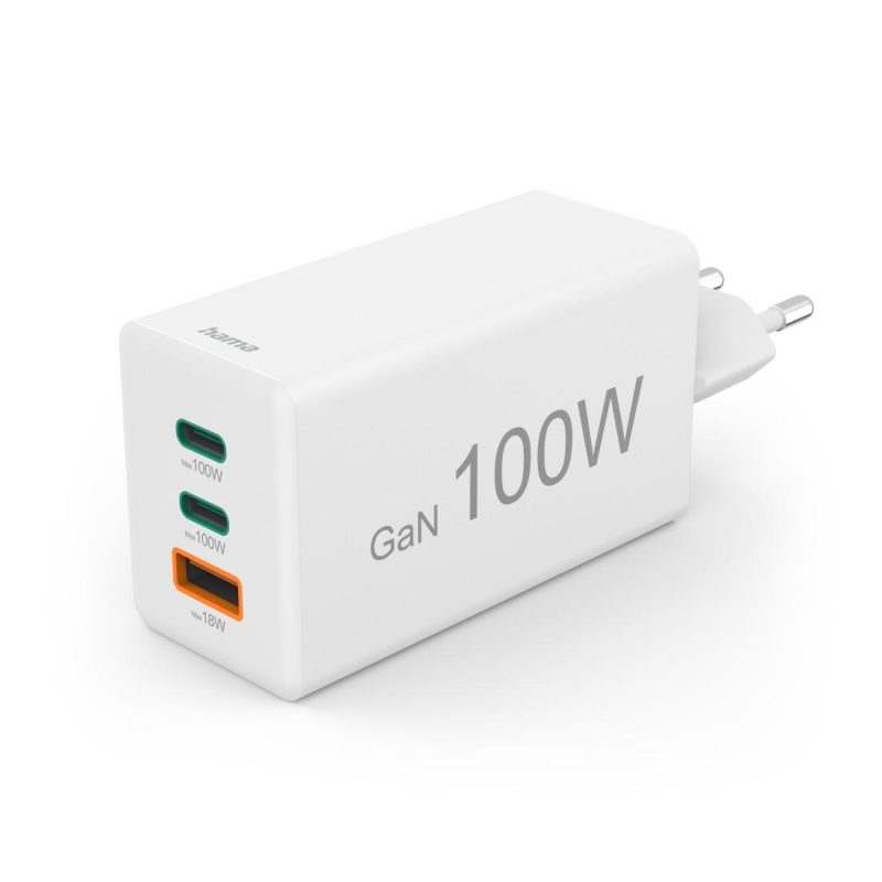 HAMA Бързо зарядно 220V, 100 W GaN, 2x USB-C PD, 1x USB-A QC - Image 8