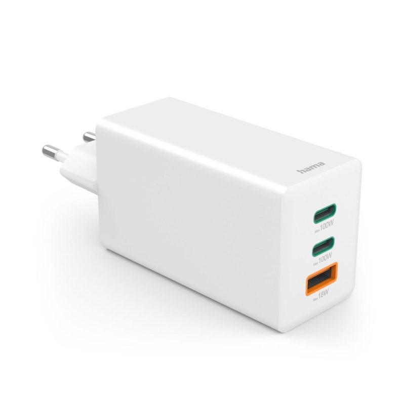 HAMA Бързо зарядно 220V, 100 W GaN, 2x USB-C PD, 1x USB-A QC - Image 2