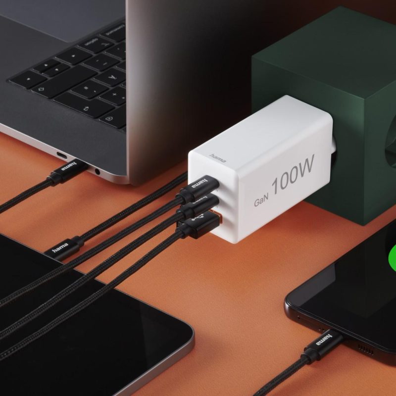 HAMA Бързо зарядно 220V, 100 W GaN, 2x USB-C PD, 1x USB-A QC - Image 9