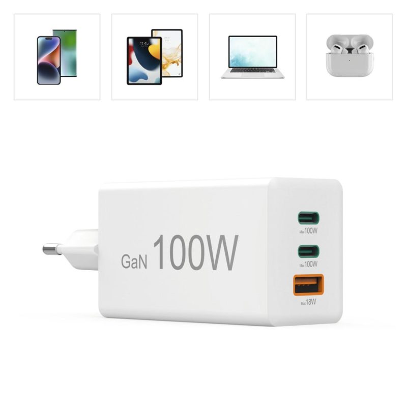 HAMA Бързо зарядно 220V, 100 W GaN, 2x USB-C PD, 1x USB-A QC - Image 19