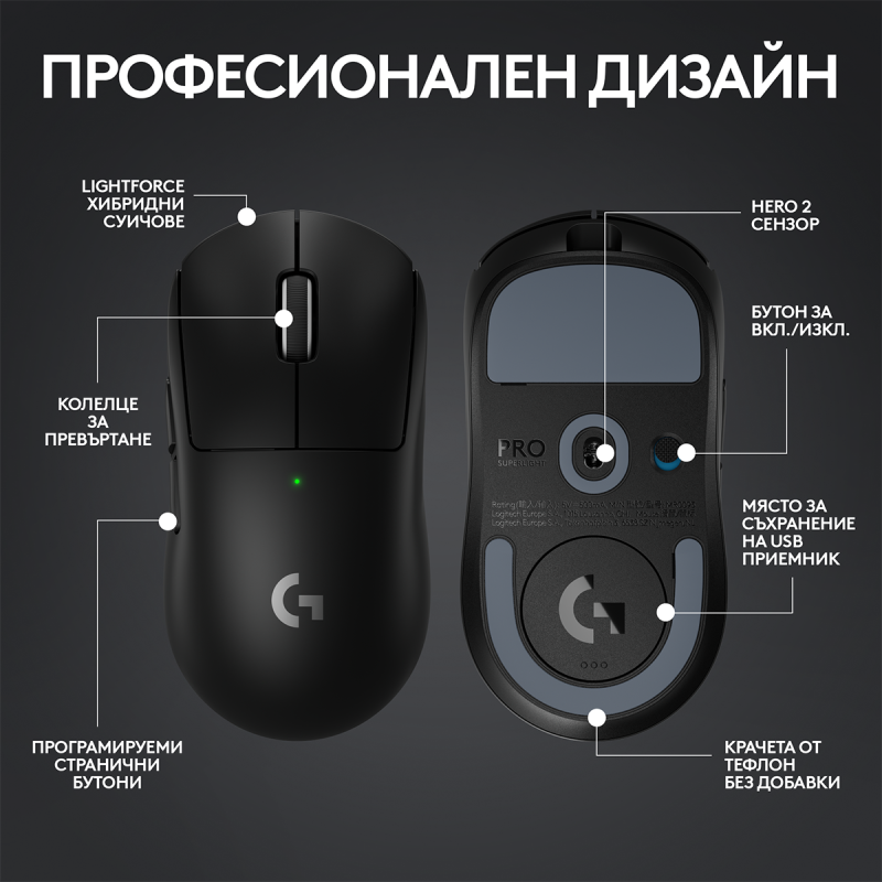Геймърска мишка Logitech G Pro X Superlight 2 Wireless - Image 8