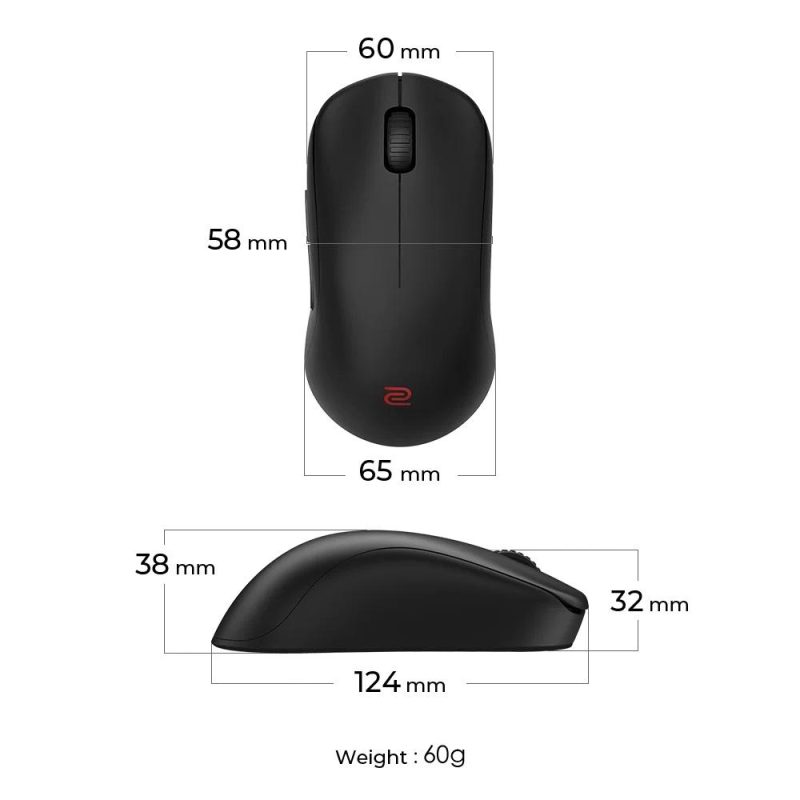 Геймърска безжична мишка ZOWIE U2, 2.4G, Черна - Image 7