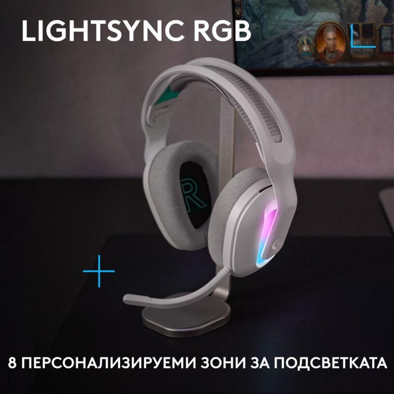 Геймърски слушалки Logitech G522 Lightspeed Wireless RGB, Микрофон, Бели - Image 3