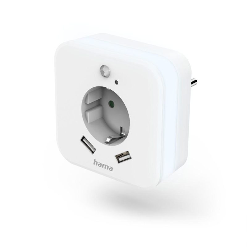 Нощна лампа с контакт HAMA, USB, 2.4 A, 2 изхода, 223498 - Image 5