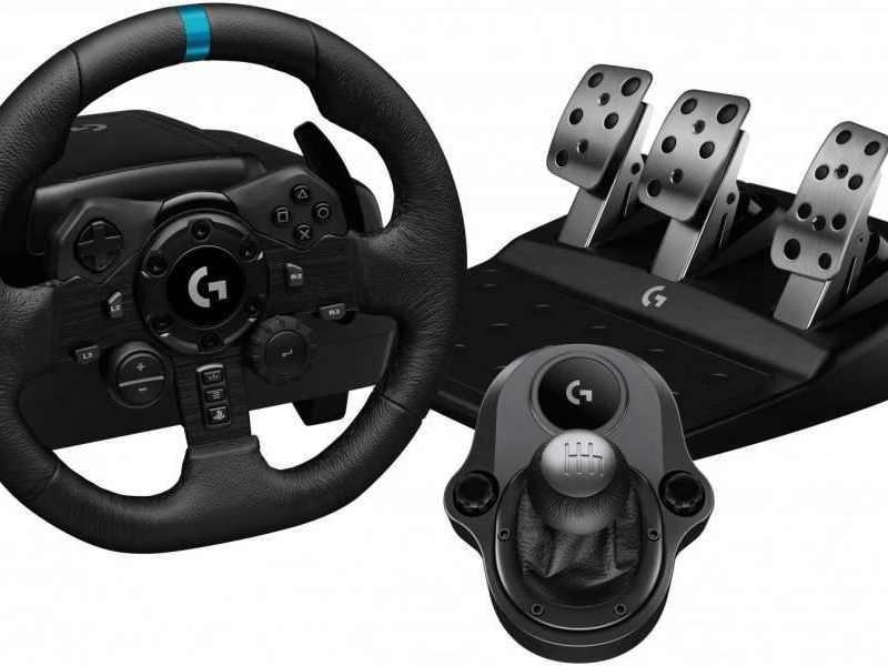 Волан LOGITECH G923 + LOGITECH скоростен лост за PS4/PS5/PC