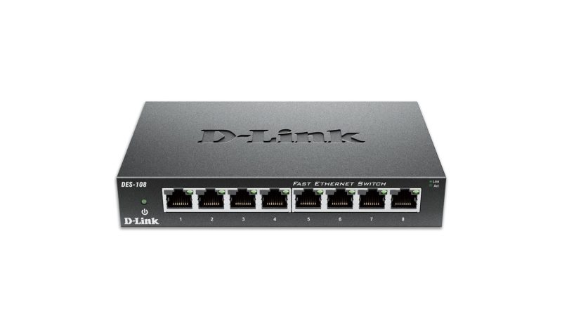Суич D-Link DES-108/E, 8 портов 10/100 , метален корпус - Image 2