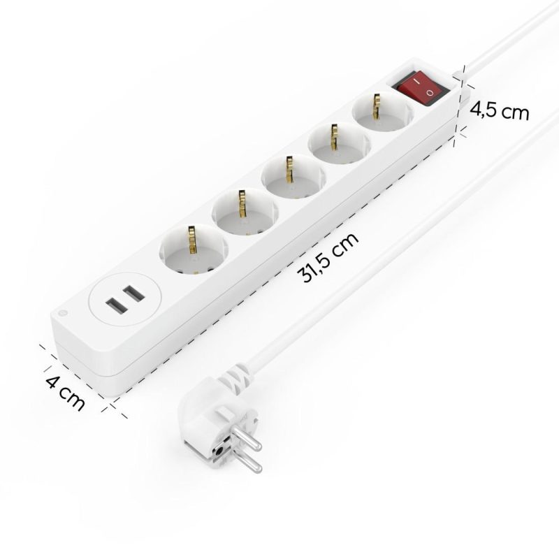 Разклонител HAMA USB 3.4A, 5 гнезда, 2x USB, 3400mA, 223183 - Image 9