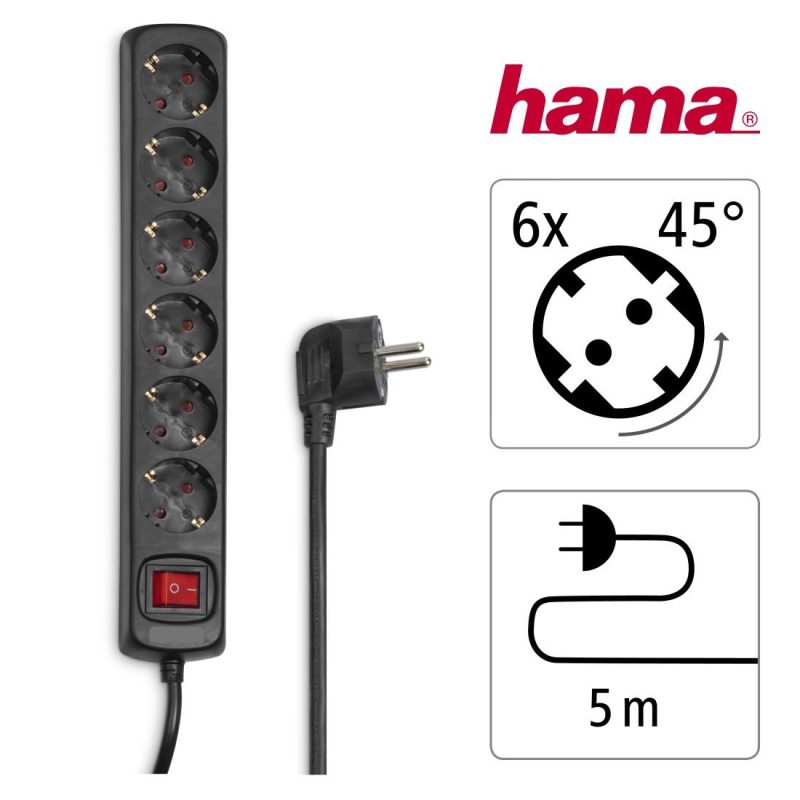 Разклонител със 6 гнезда HAMA, 5м, 137266 - Image 5