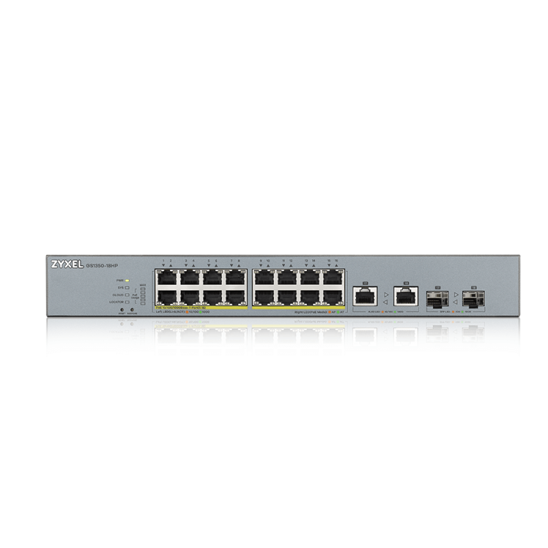 Суич ZyXEL GS1350-18HP, 18-портов, Gigabit, Управляем, PoE 250W - Image 2