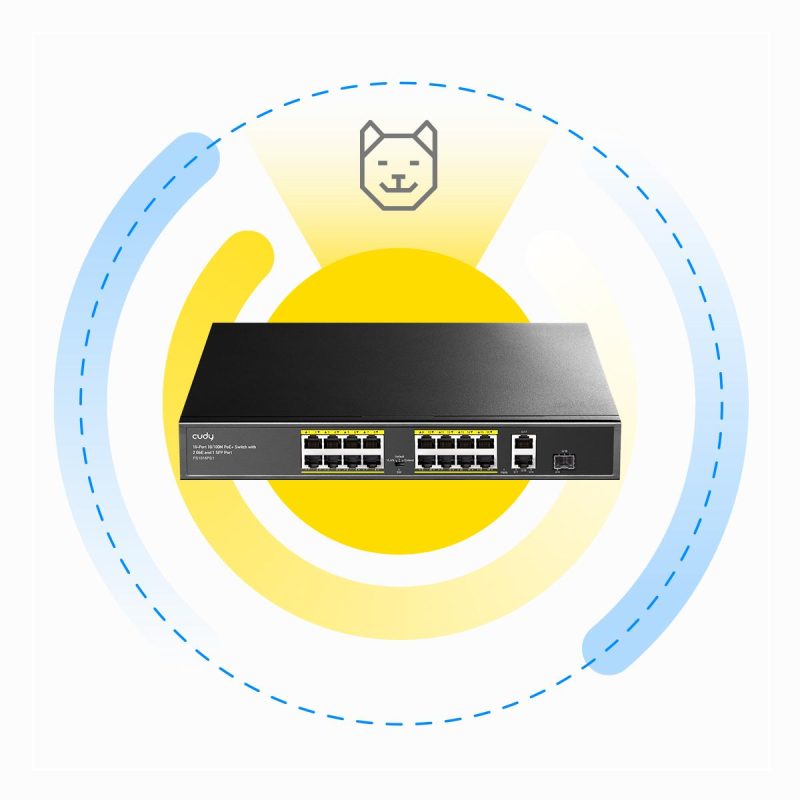 Суич Cudy FS1018PS1, 16 x 10/100 PoE+ Switch 190W, 2 x Gigabit порта, 1 x SFP Slot - Image 4