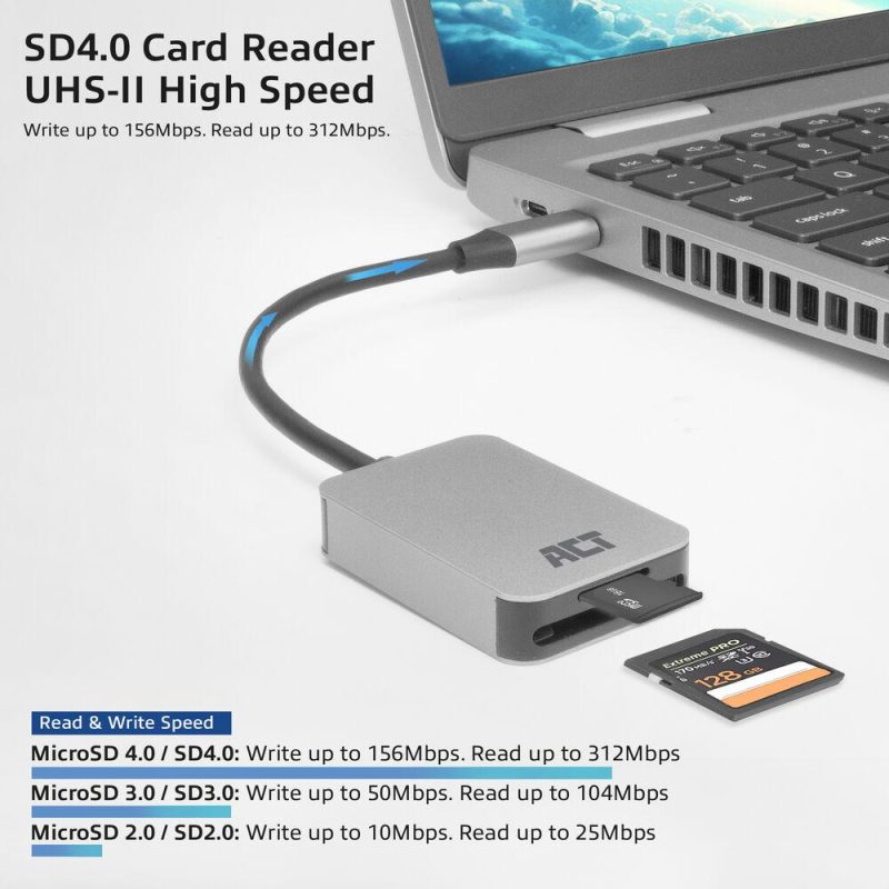Четец за SD / micro SD карти ACT AC7056, SDXC, USB-C - Image 3