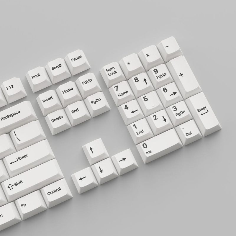 Капачки за механична клавиатура Keychron Cherry Profile Double - Shot PBT Full Set 219 Keycaps - Black on White - Image 4