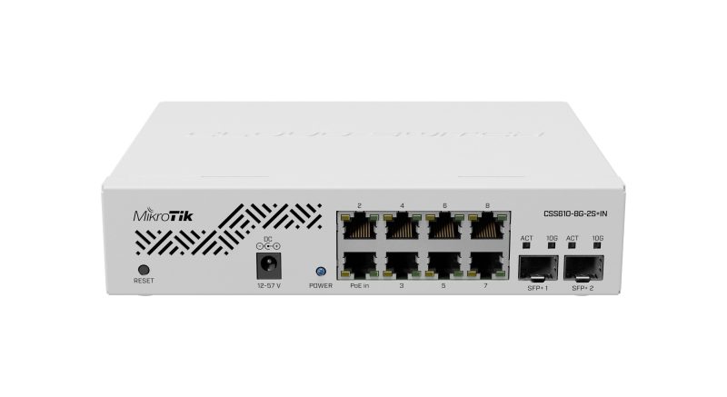 Суич MikroTik CSS610-8G-2S+IN, 8 x Gigabit Ethernet ports, 2 x SFP, PoE in - Image 2