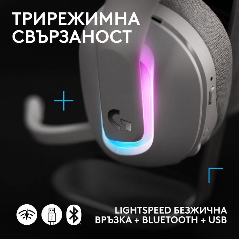 Геймърски слушалки Logitech G522 Lightspeed Wireless RGB, Микрофон, Бели - Image 6