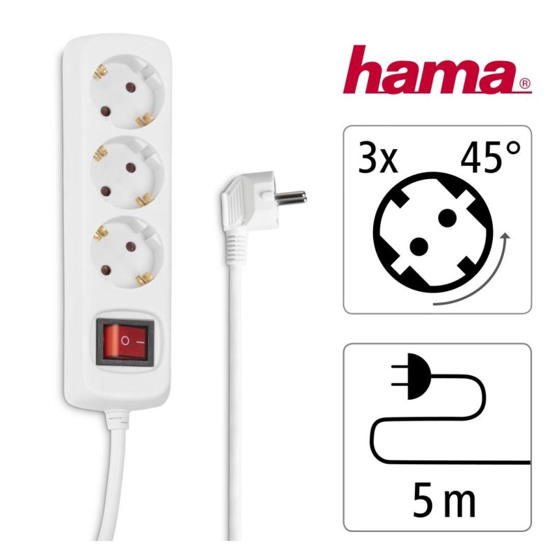 Разклонител HAMA, 3гнезда, 5м, 108815 - Image 4
