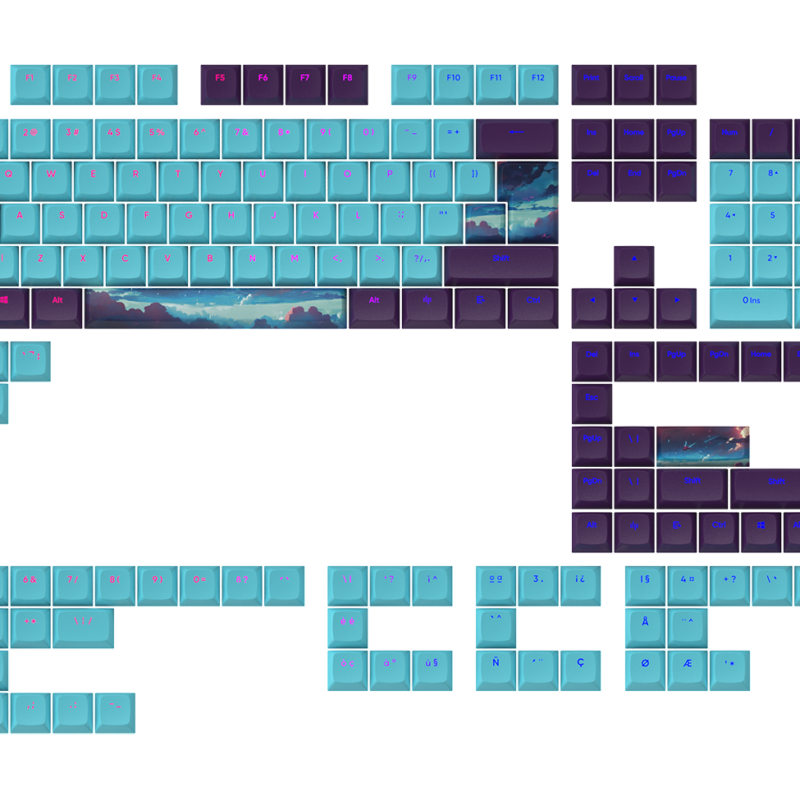 Капачки за механична клавиатура Dark Project - Night Sky за ANSI & ISO Layout