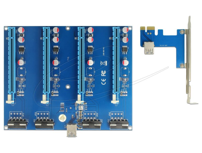 Конвертор Delock Riser Card PCI Express x1 > 4 x PCIe x16 with 60 cm USB cable - Image 2
