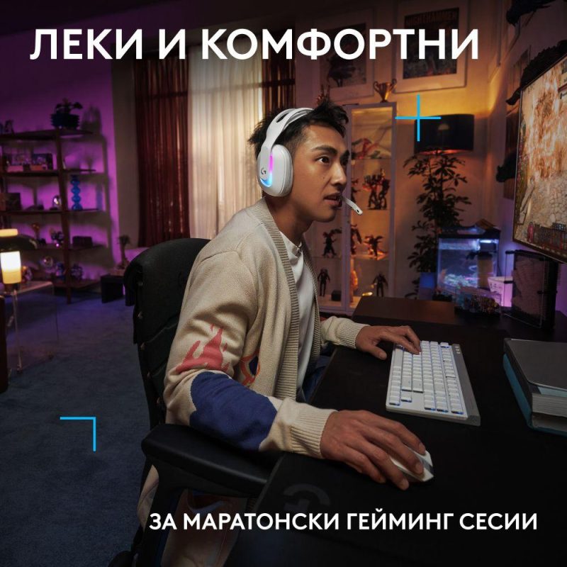 Геймърски слушалки Logitech G522 Lightspeed Wireless RGB, Микрофон, Бели - Image 7