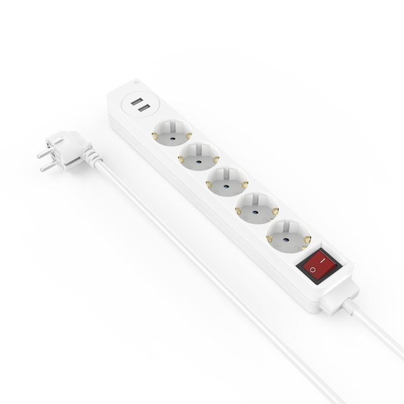 Разклонител HAMA USB 3.4A, 5 гнезда, 2x USB, 3400mA, 223183 - Image 3