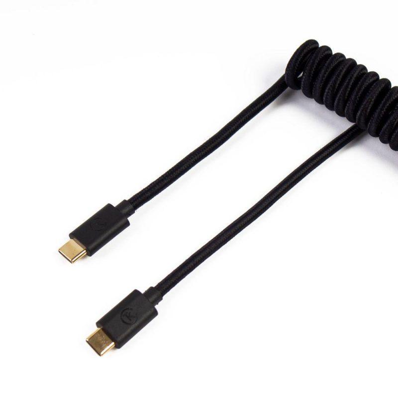 Кабел за клавиатура Keychron Coiled Aviator Custom USB Cable, USB-C - USB-C, Черен - Image 2