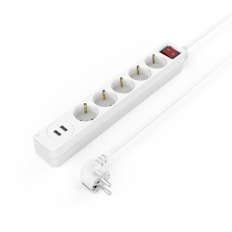 Разклонител HAMA USB 3.4A, 5 гнезда, 2x USB, 3400mA, 223183 - Image 4