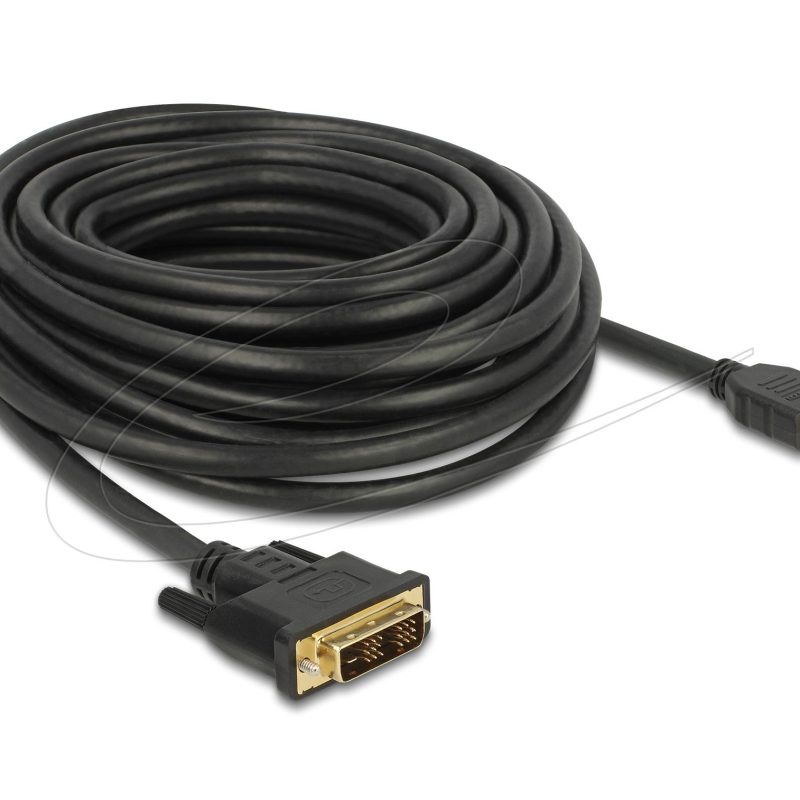 Кабел Delock HDMI мъжко - DVI-D 18+1 (Single Link )мъжко, 10м, двупосочен, black