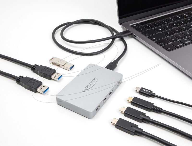 Delock Хъб USB-C, 7 порта, 3x USB-A 5 Gbps,  3x USB-C, 1xUSB-C PD 85 W - Image 3