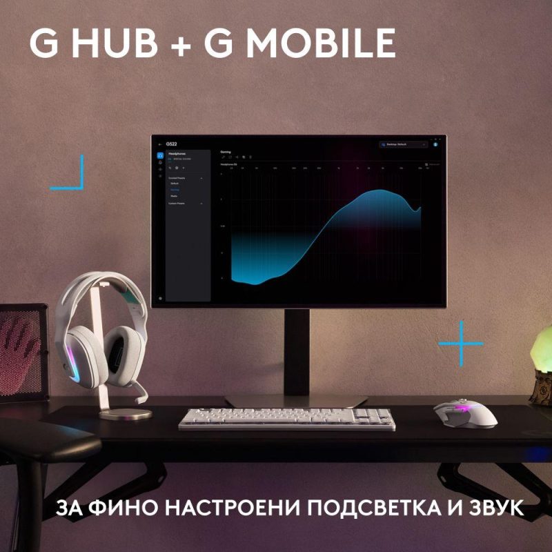 Геймърски слушалки Logitech G522 Lightspeed Wireless RGB, Микрофон, Бели - Image 8