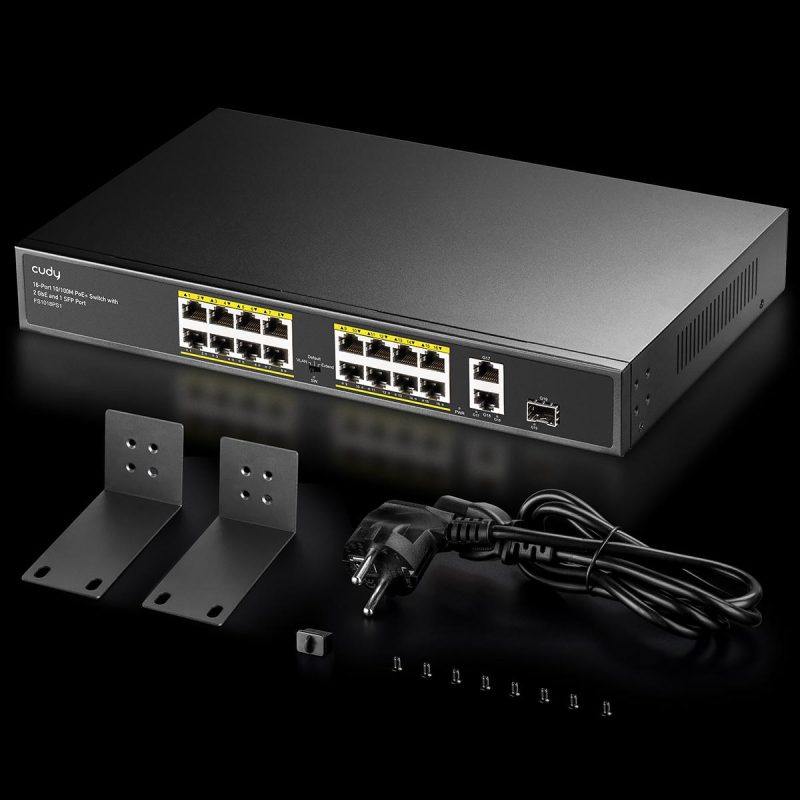 Суич Cudy FS1018PS1, 16 x 10/100 PoE+ Switch 190W, 2 x Gigabit порта, 1 x SFP Slot - Image 5