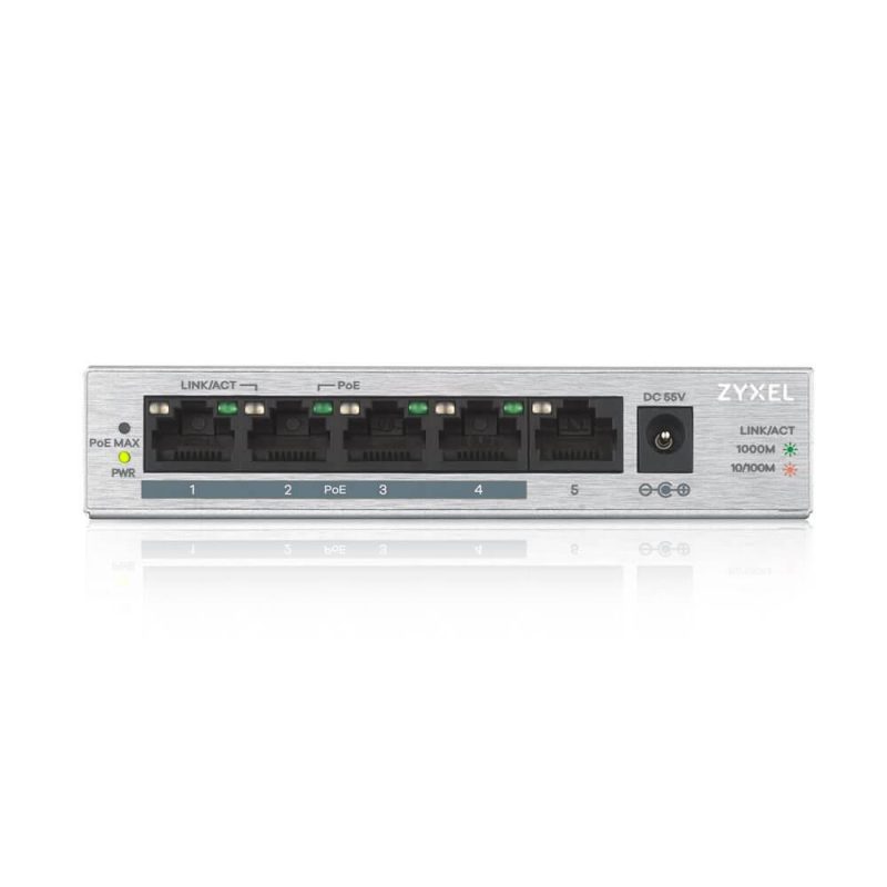 Суич ZyXEL GS1005-HP, 5-портов гигабитов неуправляем PoE+, 60W - Image 2