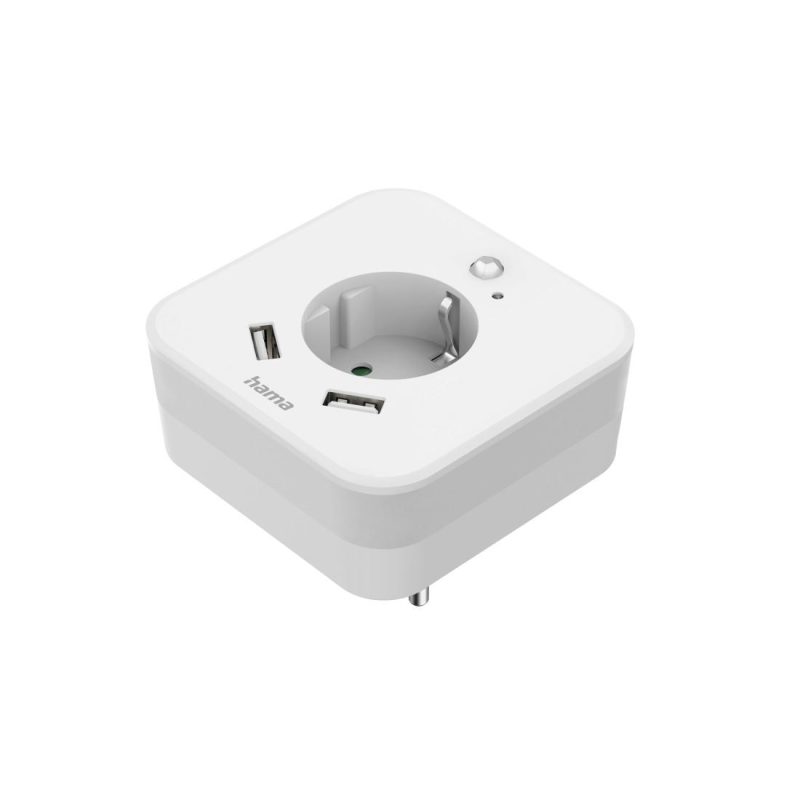 Нощна лампа с контакт HAMA, USB, 2.4 A, 2 изхода, 223498 - Image 2