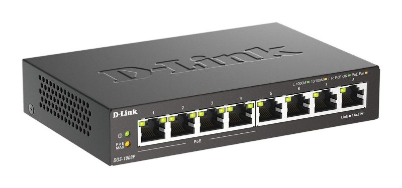 Суич D-Link DGS-1008P, 4x PoE + 4 x стандартни, 10/100/1000, Gigabit, - Image 3