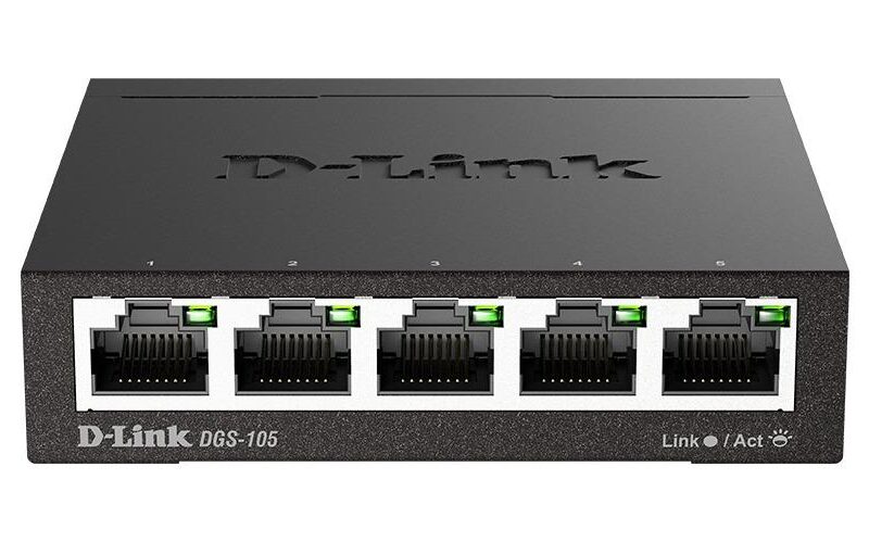 Суич D-Link DGS-105/E, 5 портов, 10/100/1000, Gigabi, метален корпус