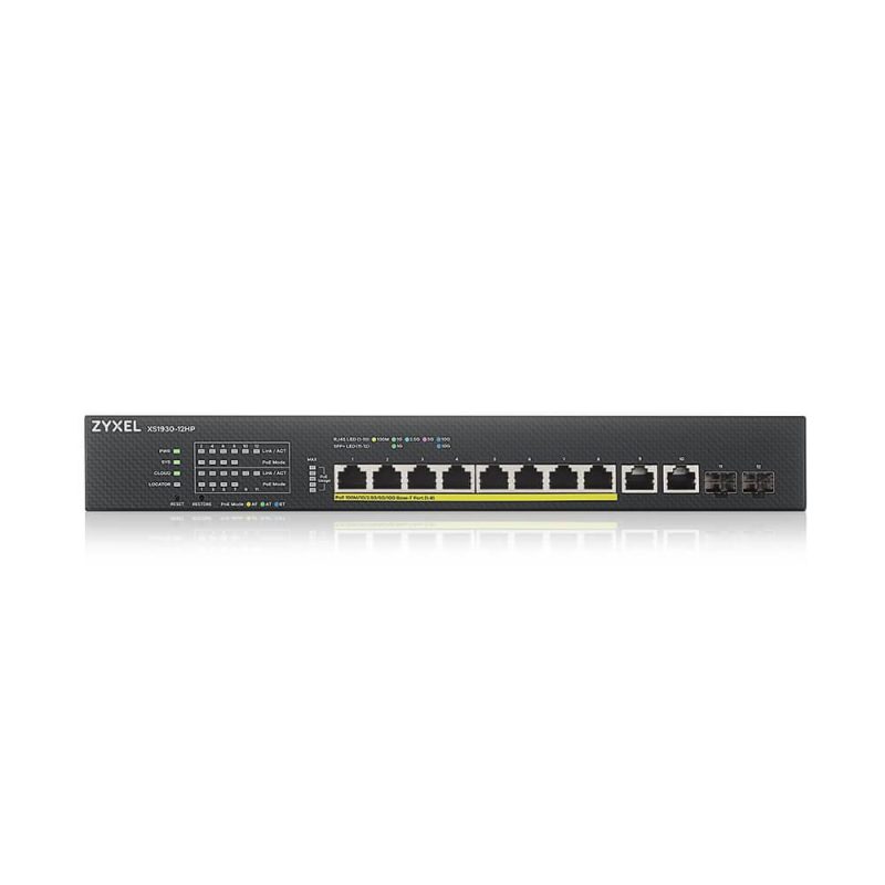 Суич ZyXEL XS1930-12HP, 10-портов, 10GbE, 2xSFP порта, Смарт управляем, PoE - Image 2