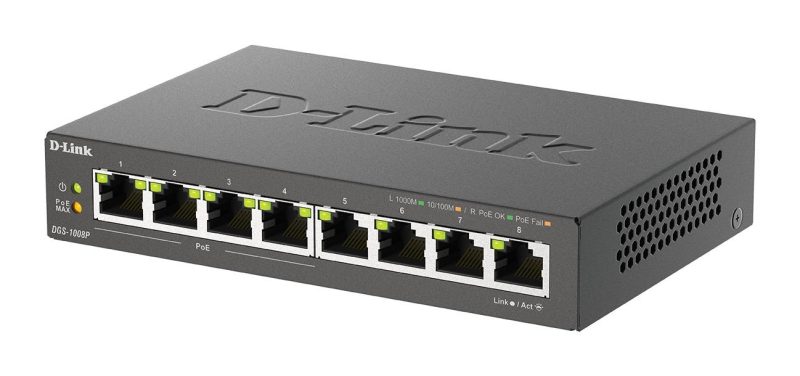 Суич D-Link DGS-1008P, 4x PoE + 4 x стандартни, 10/100/1000, Gigabit, - Image 2