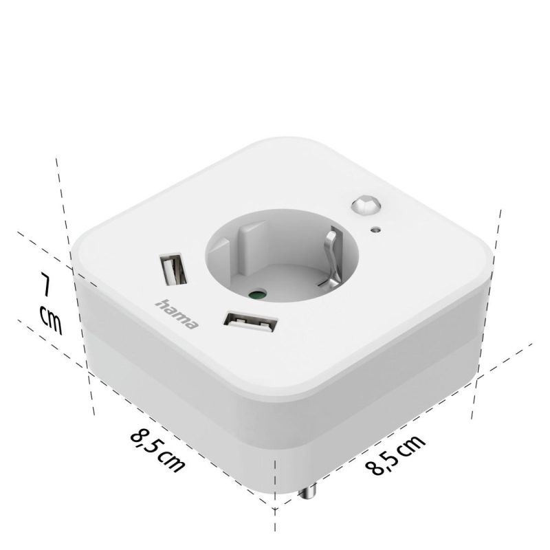 Нощна лампа с контакт HAMA, USB, 2.4 A, 2 изхода, 223498 - Image 12